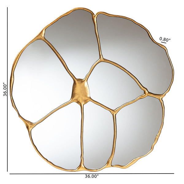 Baxton Studio Baxton Studio Novia Vintage Goldleaf Petal Mirror - Sculptural Accent for Entryways & Living Spaces RXW-10958-Wall Mirror
