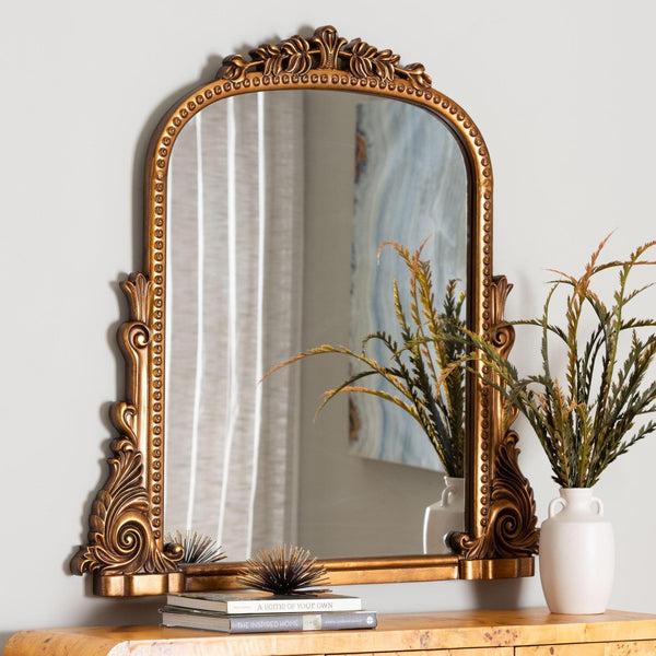 Baxton Studio Baxton Whitby Antique Goldleaf Accent Mirror - Vintage Elegance for Entryways & Living Spaces RXW-10960-Wall Mirror