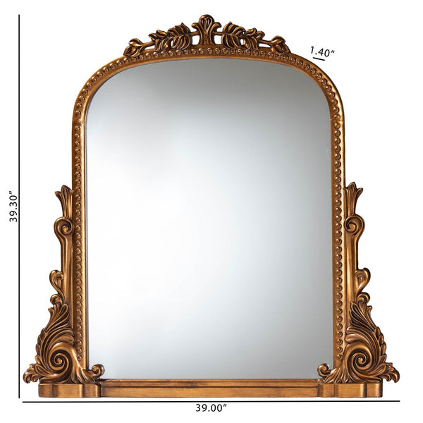 Baxton Studio Baxton Whitby Antique Goldleaf Accent Mirror - Vintage Elegance for Entryways & Living Spaces RXW-10960-Wall Mirror
