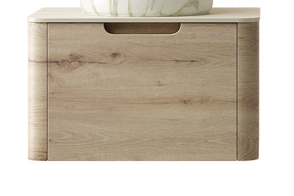 English Elm XAI 24" Wall Mounted Cabinet 7070 Light Woodgrain – One Drawer, Hot-Bend Curved Design, Soft-Close Quiet W2615P330824