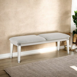English Elm Laveda Light Gray Boucle Bench with Pearl White Acrylic Legs — Modern Upholstered Seating, 220lb Capacity B2726P269282