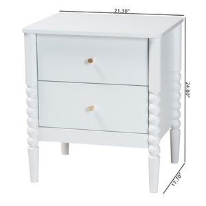 Baxton Studio Baxton Studio Lucera Timeless Mid-Century Nightstand with 2 Drawers for Elegant Bedroom Storage White MG9011-White-2DW-NS