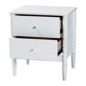 Baxton Studio Baxton Studio Lucera Timeless Mid-Century Nightstand with 2 Drawers for Elegant Bedroom Storage White MG9011-White-2DW-NS