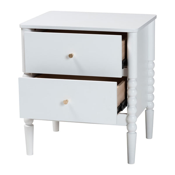 Baxton Studio Baxton Studio Lucera Timeless Mid-Century Nightstand with 2 Drawers for Elegant Bedroom Storage White MG9011-White-2DW-NS