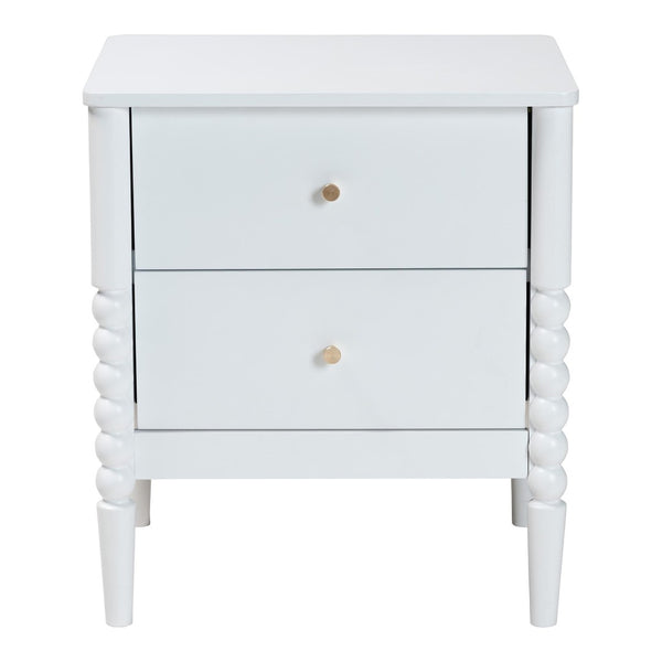 Baxton Studio Baxton Studio Lucera Timeless Mid-Century Nightstand with 2 Drawers for Elegant Bedroom Storage White MG9011-White-2DW-NS