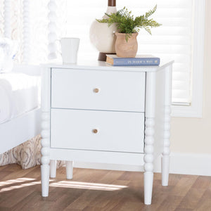 Baxton Studio Baxton Studio Lucera Timeless Mid-Century Nightstand with 2 Drawers for Elegant Bedroom Storage White MG9011-White-2DW-NS