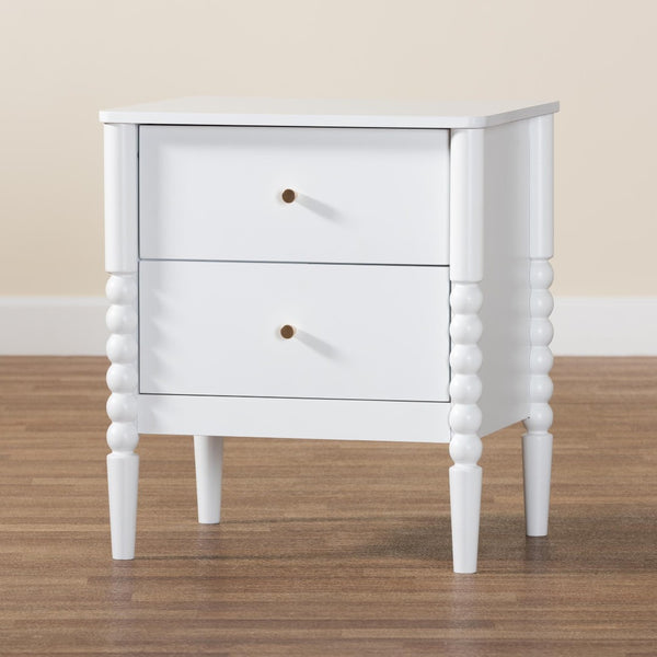 Baxton Studio Baxton Studio Lucera Timeless Mid-Century Nightstand with 2 Drawers for Elegant Bedroom Storage White MG9011-White-2DW-NS