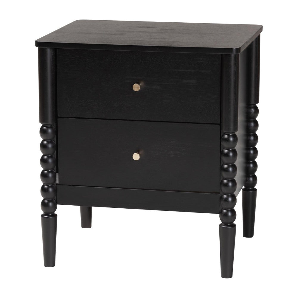 Baxton Studio Baxton Studio Lucera Timeless Mid-Century Nightstand with 2 Drawers for Elegant Bedroom Storage Black MG9011-Black-2DW-NS