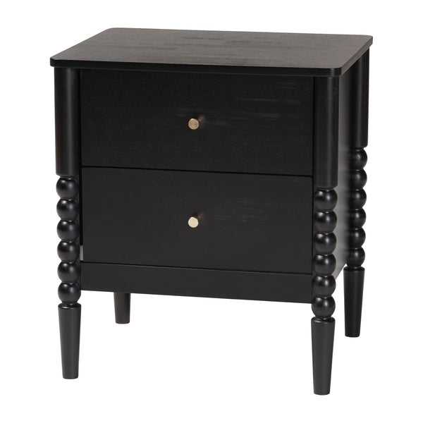 Baxton Studio Baxton Studio Lucera Timeless Mid-Century Nightstand with 2 Drawers for Elegant Bedroom Storage Black MG9011-Black-2DW-NS