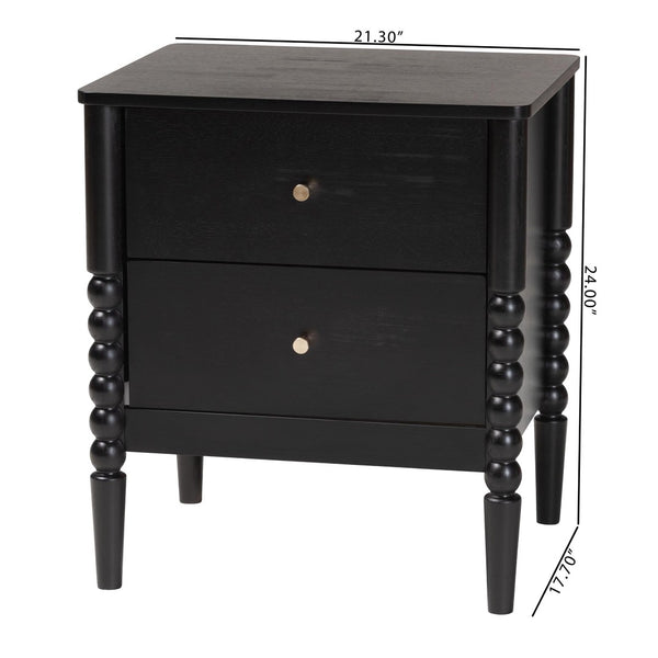 Baxton Studio Baxton Studio Lucera Timeless Mid-Century Nightstand with 2 Drawers for Elegant Bedroom Storage Black MG9011-Black-2DW-NS