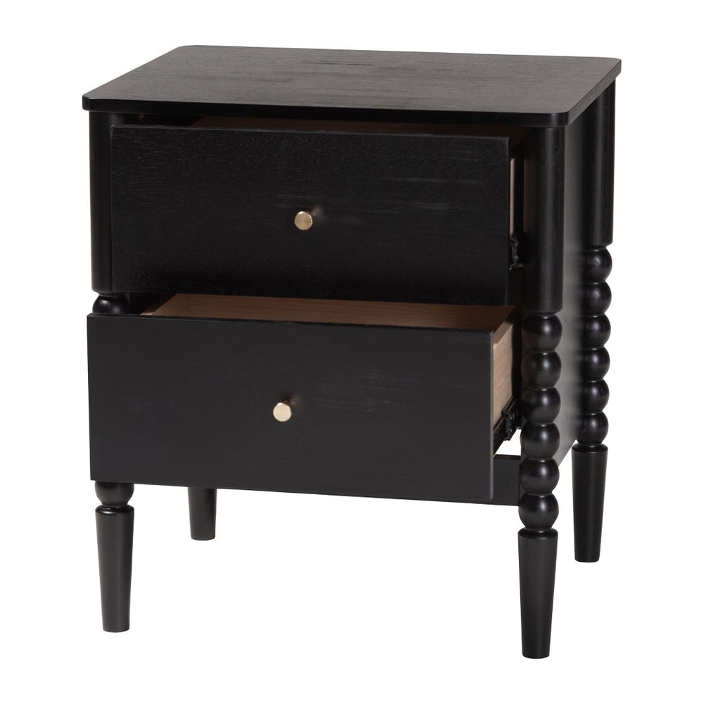 Baxton Studio Baxton Studio Lucera Timeless Mid-Century Nightstand with 2 Drawers for Elegant Bedroom Storage Black MG9011-Black-2DW-NS