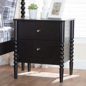 Baxton Studio Baxton Studio Lucera Timeless Mid-Century Nightstand with 2 Drawers for Elegant Bedroom Storage Black MG9011-Black-2DW-NS