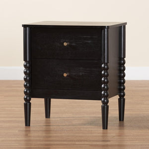 Baxton Studio Baxton Studio Lucera Timeless Mid-Century Nightstand with 2 Drawers for Elegant Bedroom Storage Black MG9011-Black-2DW-NS