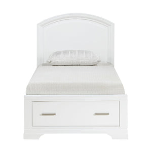 English Elm Modern Twin Platform Bed White Finish Curved Headboard Footboard Storage Drawers B011S02349