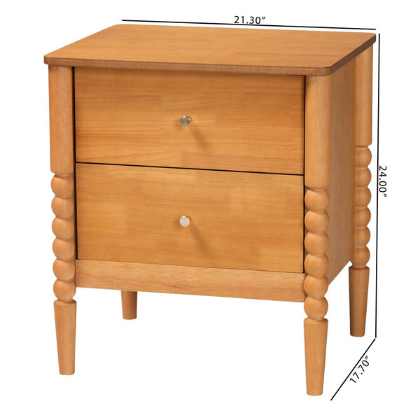 Baxton Studio Baxton Studio Lucera Mid-Century Nightstand with 2 Drawers – Elegant Oak Brown Accent for Bedrooms MG9011-NT Oak-2DW-NS