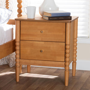Baxton Studio Baxton Studio Lucera Mid-Century Nightstand with 2 Drawers – Elegant Oak Brown Accent for Bedrooms MG9011-NT Oak-2DW-NS