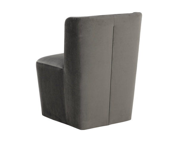 Sunpan Amita Wheeled Dining Chair - Elegant Upholstered Design with Moisture Repellent Performance Fabric Piccolo Pebble