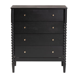 Baxton Studio Baxton Studio Lucera Mid-Century 4-Drawer Chest with Elegant Bobbin Legs for Stylish Storage Solutions Black MG9011-Black-4DW-Chest