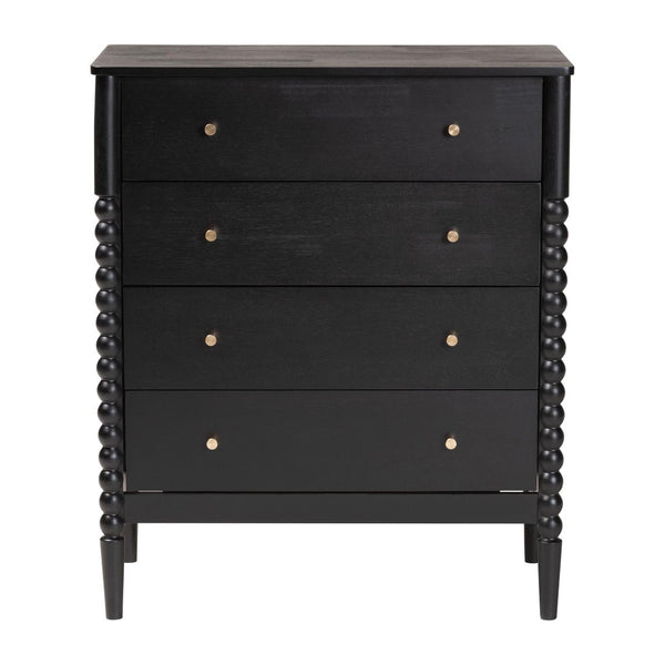 Baxton Studio Baxton Studio Lucera Mid-Century 4-Drawer Chest with Elegant Bobbin Legs for Stylish Storage Solutions Black MG9011-Black-4DW-Chest