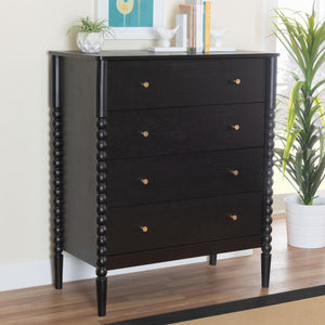Baxton Studio Baxton Studio Lucera Mid-Century 4-Drawer Chest with Elegant Bobbin Legs for Stylish Storage Solutions Black MG9011-Black-4DW-Chest