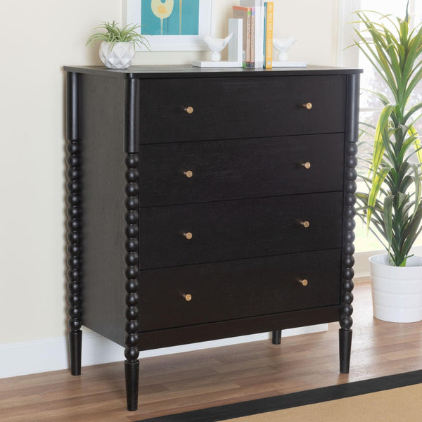 Baxton Studio Baxton Studio Lucera Mid-Century 4-Drawer Chest with Elegant Bobbin Legs for Stylish Storage Solutions Black MG9011-Black-4DW-Chest