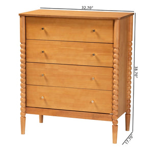 Baxton Studio Baxton Studio Lucera Mid-Century 4-Drawer Chest in Oak Brown - Stylish Storage with Vintage Charm MG9011-NT Oak-4DW-Chest