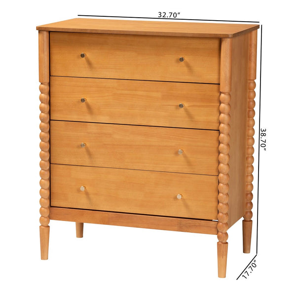 Baxton Studio Baxton Studio Lucera Mid-Century 4-Drawer Chest in Oak Brown - Stylish Storage with Vintage Charm MG9011-NT Oak-4DW-Chest