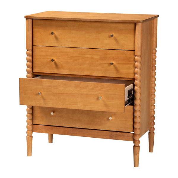Baxton Studio Baxton Studio Lucera Mid-Century 4-Drawer Chest in Oak Brown - Stylish Storage with Vintage Charm MG9011-NT Oak-4DW-Chest