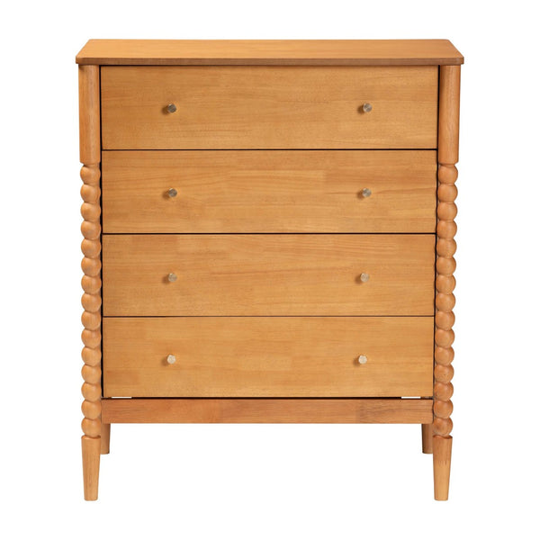 Baxton Studio Baxton Studio Lucera Mid-Century 4-Drawer Chest in Oak Brown - Stylish Storage with Vintage Charm MG9011-NT Oak-4DW-Chest