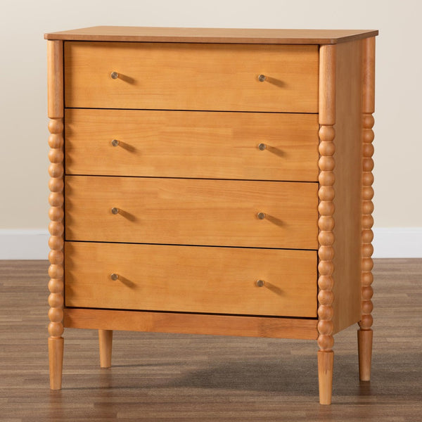 Baxton Studio Baxton Studio Lucera Mid-Century 4-Drawer Chest in Oak Brown - Stylish Storage with Vintage Charm MG9011-NT Oak-4DW-Chest