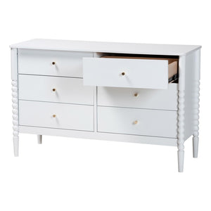 Baxton Studio Baxton Studio Lucera Mid-Century 6-Drawer Dresser with Elegant Bobbin Detailing for Stylish Storage White MG9011-White-6DW-Dresser
