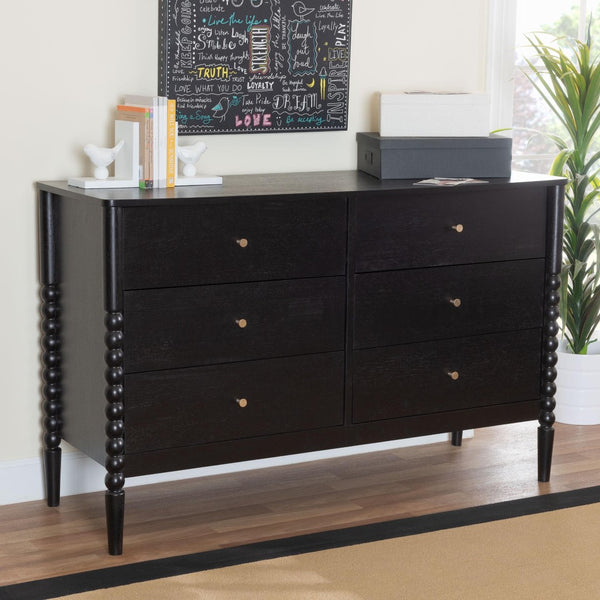 Baxton Studio Baxton Studio Lucera Mid-Century 6-Drawer Dresser with Elegant Bobbin Detailing for Stylish Storage Black MG9011-Black-6DW-Dresser