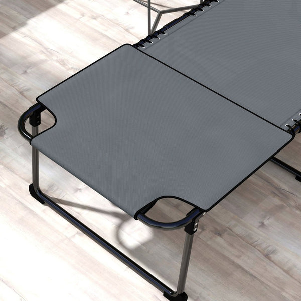 English Elm Outsunny 2-Piece Folding Chaise Lounge Set With 5-Position Recline, Face Hole & Side Pocket For Relaxation W2225P174371-GIGA