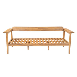 English Elm Terassi Solid Acacia Wood Patio Sofa with Teak Finish and Beige Cushioned Seating N775P370352T
