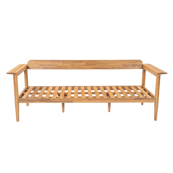 English Elm Terassi Solid Acacia Wood Patio Sofa with Teak Finish and Beige Cushioned Seating N775P370352T