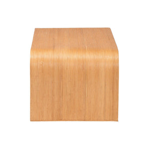 Baxton Studio bali Bali Guevara Bohemian Fluted Rattan Coffee Table - Handcrafted Mahogany, Coastal Charm, Fully Assembled Waterfall-Light Honey-Rattan-CT