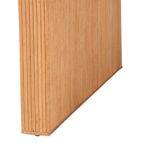 Baxton Studio bali Bali Guevara Bohemian Fluted Rattan Coffee Table - Handcrafted Mahogany, Coastal Charm, Fully Assembled Waterfall-Light Honey-Rattan-CT