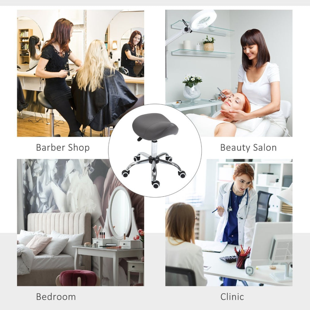 English Elm Ergonomic Saddle Stool Hydraulic Height Adjustable Swivel Seat for Salon Studio T3971P383694