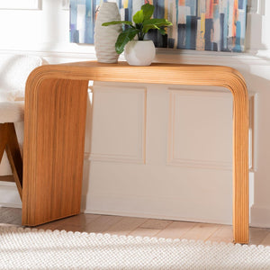 Baxton Studio bali Eilis Bohemian Honey Rattan Waterfall Console Table – Handcrafted Elegance for Any Space Waterfall Model 2-Light Honey-Rattan-Console Table