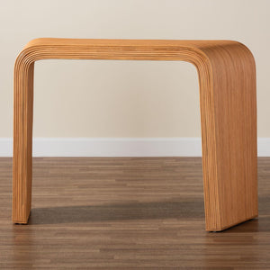 Baxton Studio bali Eilis Bohemian Honey Rattan Waterfall Console Table – Handcrafted Elegance for Any Space Waterfall Model 2-Light Honey-Rattan-Console Table