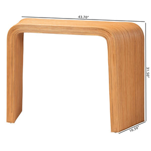 Baxton Studio bali Eilis Bohemian Honey Rattan Waterfall Console Table – Handcrafted Elegance for Any Space Waterfall Model 2-Light Honey-Rattan-Console Table