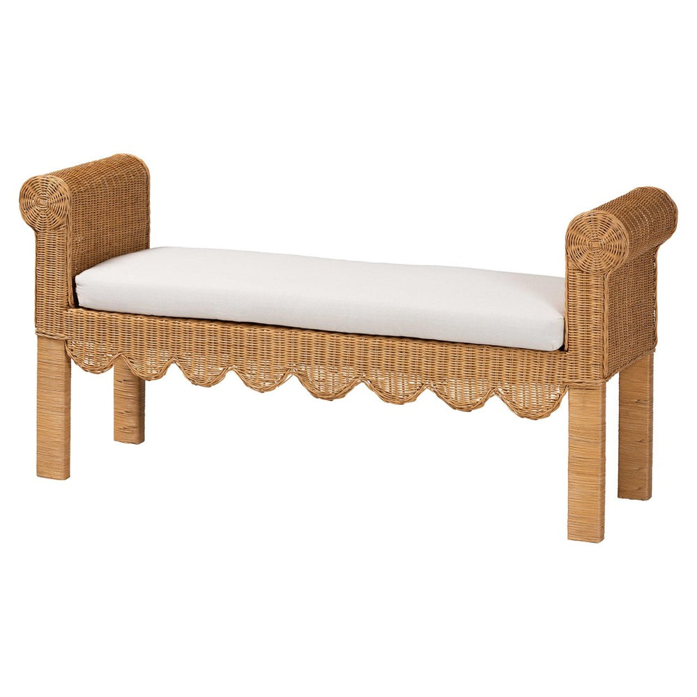 Baxton Studio bali Reiko Handwoven Rattan Bench - Boho Chic Accent Seating for Entryway, Bedroom, or Living Room Palm Short-Open-Natural Rattan-Bench