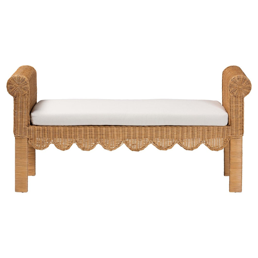 Baxton Studio bali Reiko Handwoven Rattan Bench - Boho Chic Accent Seating for Entryway, Bedroom, or Living Room Palm Short-Open-Natural Rattan-Bench