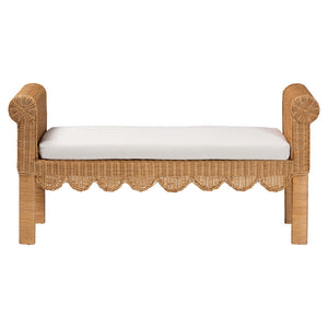 Baxton Studio bali Reiko Handwoven Rattan Bench - Boho Chic Accent Seating for Entryway, Bedroom, or Living Room Palm Short-Open-Natural Rattan-Bench