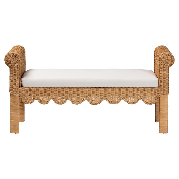 Baxton Studio bali Reiko Handwoven Rattan Bench - Boho Chic Accent Seating for Entryway, Bedroom, or Living Room Palm Short-Open-Natural Rattan-Bench