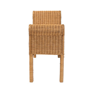 Baxton Studio bali Reiko Handwoven Rattan Bench - Boho Chic Accent Seating for Entryway, Bedroom, or Living Room Palm Short-Open-Natural Rattan-Bench