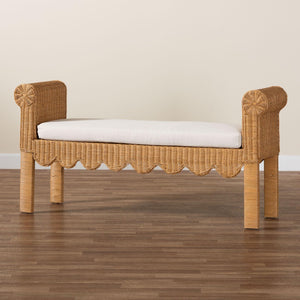 Baxton Studio bali Reiko Handwoven Rattan Bench - Boho Chic Accent Seating for Entryway, Bedroom, or Living Room Palm Short-Open-Natural Rattan-Bench
