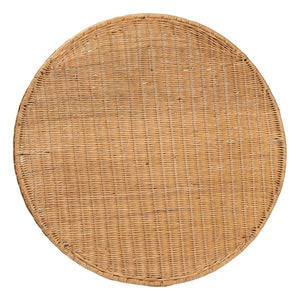 Baxton Studio bali Handcrafted Bohemian Rattan Console Table with Scalloped Trim - Perfect for Entryways & Living Rooms Palm Short-Round-Natural Rattan-Console Table