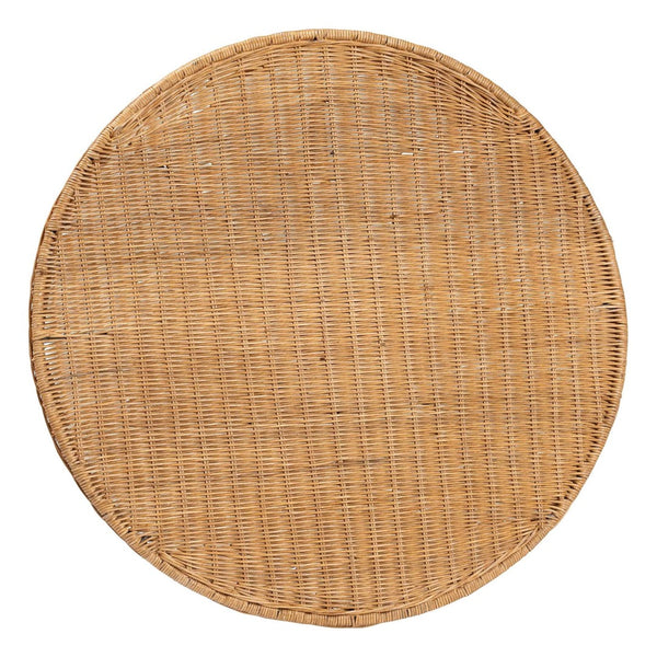 Baxton Studio bali Handcrafted Bohemian Rattan Console Table with Scalloped Trim - Perfect for Entryways & Living Rooms Palm Short-Round-Natural Rattan-Console Table