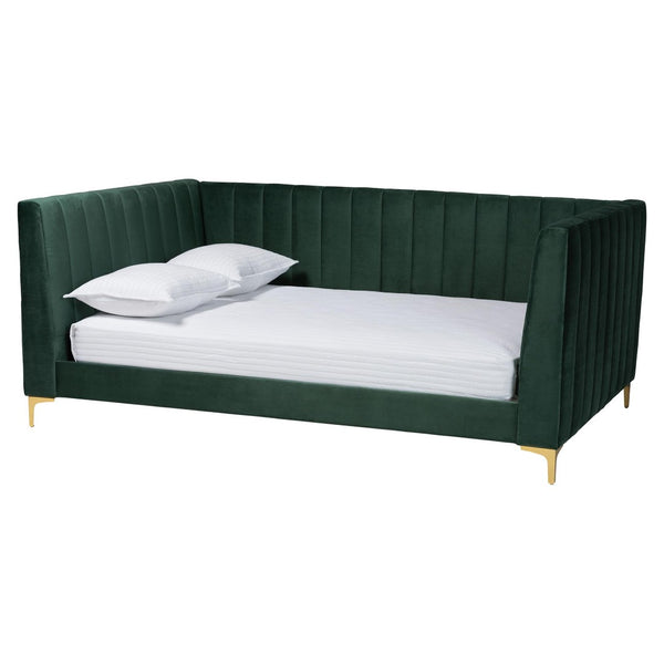 Baxton Studio Baxton Oksana Luxe Emerald Velvet Full Daybed with Gold Metal Legs - Stylish Comfort & Durability CF0344-Emerald Green Daybed-Full